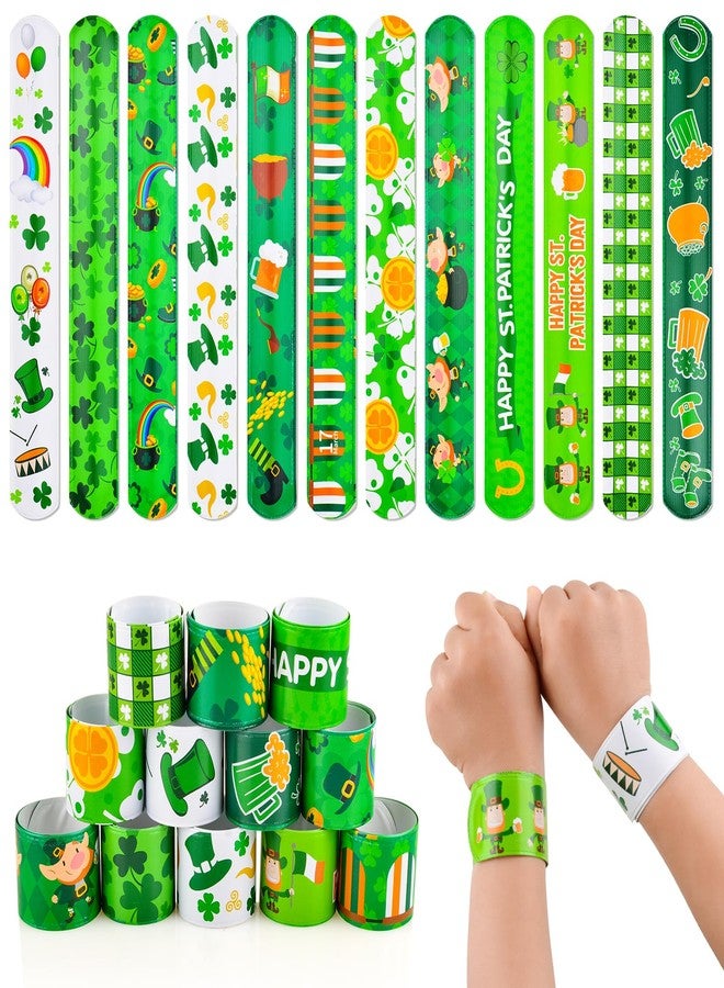 DimiGlobal St Patricks Day Slap Bracelets Bulk Saint Patrick's Day bracelets for Kids Shamrock Snap Bracelets St Pattys Day Party Favor Supplies Holiday Gifts Classroom Prizes Goodie Bag Stuffers (24) - Image 2